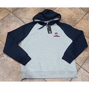 NWT Antigua UConn Huskies Hoodie Size Women's Lrg Raglan Mens Med NCAA